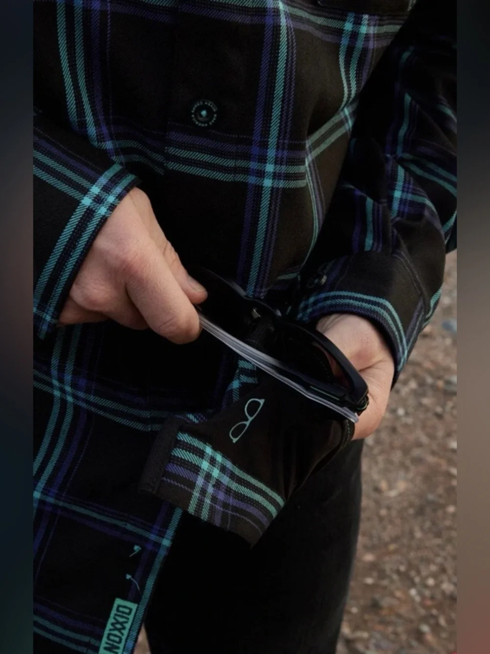 Dixxon‎ Flannel Shreddy Limited Edition Black Teal Navy D-Tech Work Outdooor